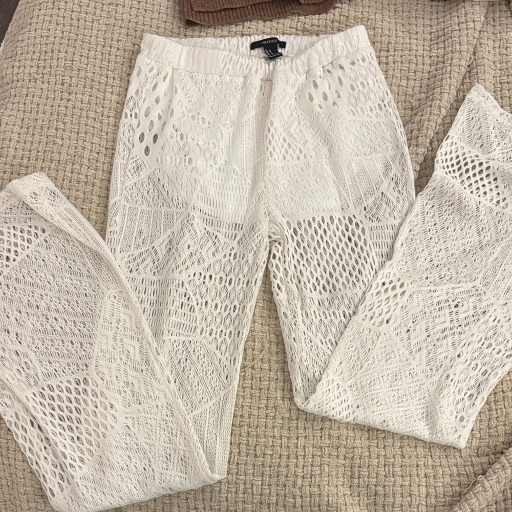 Forever 21 Ivory Textured Pants